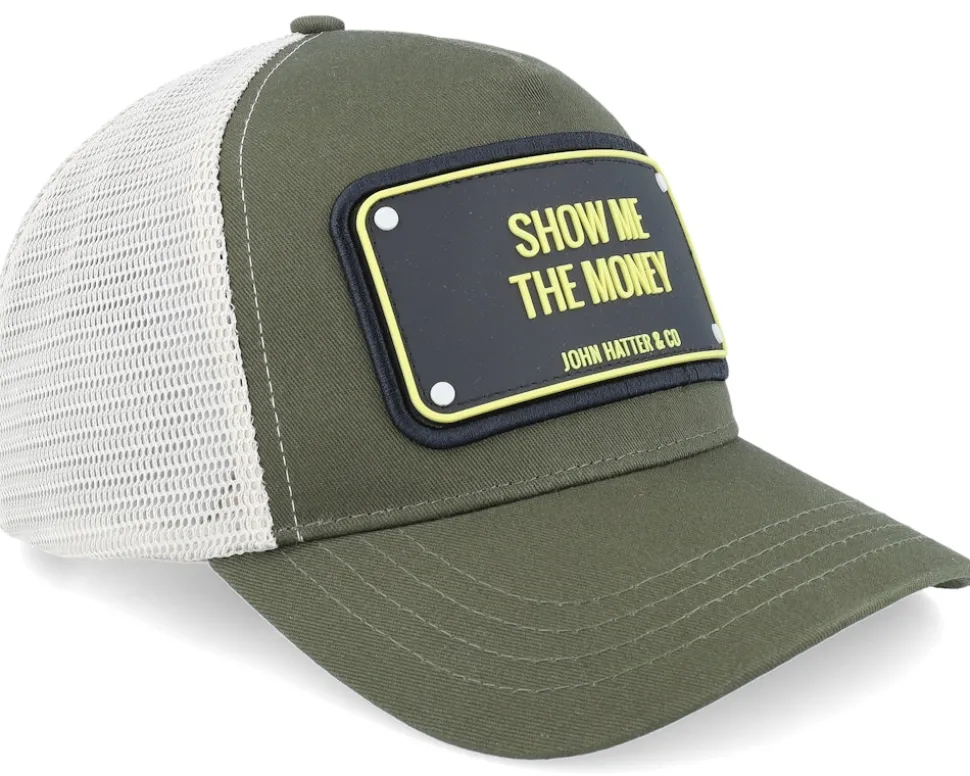 Show Me The Money Green/White A-Frame Trucker - John Hatter & Co
