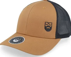Side Logo 2 Tone Caramel/Black Trucker - Bearded Man