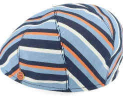 Sidney Block Stripes Blue Flat Cap - Mayser
