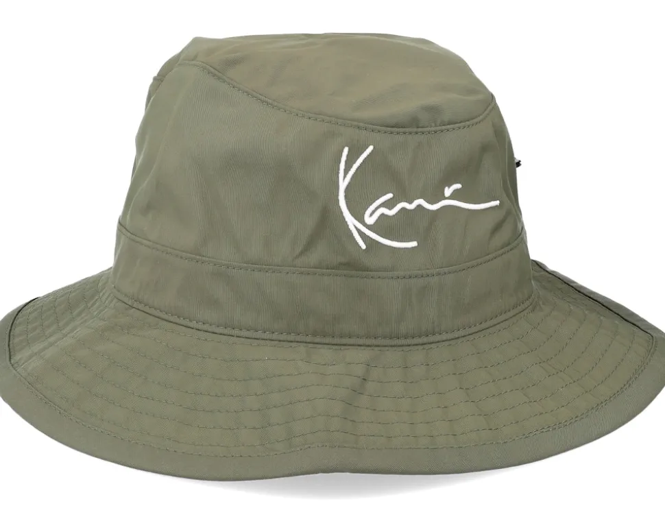 Signature Fisher Hat Dark Military Green Bucket - Karl Kani