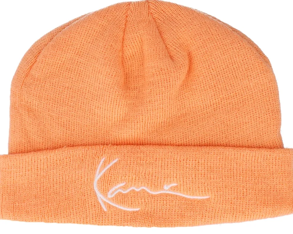 Signature Fisherman Beanie Light Orange Short Beanie - Karl Kani