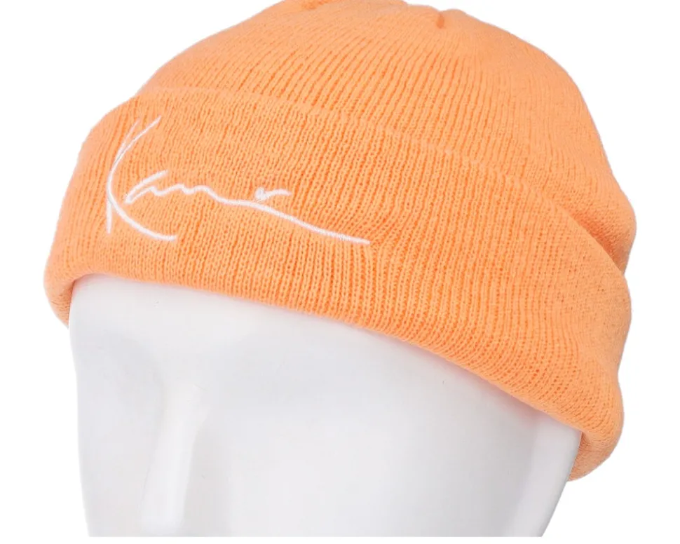 Signature Fisherman Beanie Light Orange Short Beanie - Karl Kani