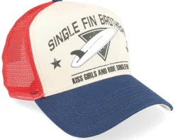 Single Fin Brothers Beige/Navy/Red Trucker - Coastal