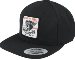 Skull & Pistons Patch Black Snapback - Born To Ride