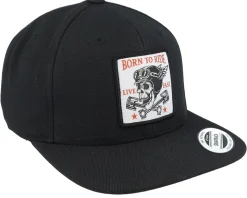 Skull & Pistons Patch Black Snapback - Born To Ride