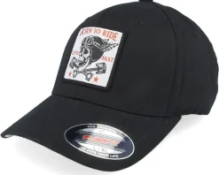 Skull & Pistons Patch Black Flexfit - Born To Ride