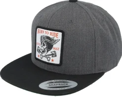 Skull & Pistons Patch Charcoal/Black Snapback - Born To Ride