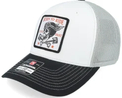 Skull & Pistons Patch White/Aluminum/Black Trucker - Born To Ride