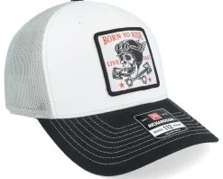 Skull & Pistons Patch White/Aluminum/Black Trucker - Born To Ride