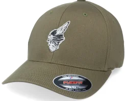 Skull Biker Logo Olive Flexfit - Born To Ride