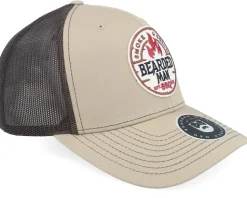 Smoke Grill Bbq Logo 112 Khaki/Coffee Trucker - Bearded Man