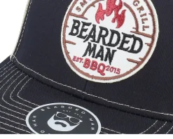 Smoke Grill Bbq Logo Black/Golden Stone Trucker - Bearded Man