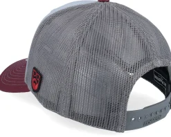 Smoke Grill Bbq Logo Blk 112 Grey/Charcoal/Maroon Trucker - Bearded Man