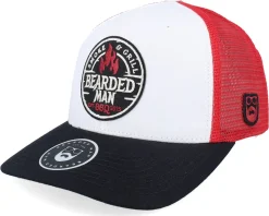 Smoke Grill Bbq Logo Blk 112 Grey/Charcoal/Maroon Trucker - Bearded Man