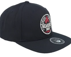 Smoke Grill Bbq Logo Blk Black Snapback - Bearded Man