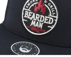 Smoke Grill Bbq Logo Blk Black Snapback - Bearded Man