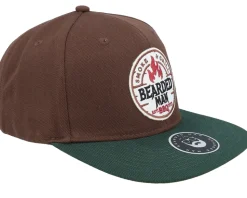 Smoke Grill Bbq Logo Brown/Green/Yellow Snapback - Bearded Man