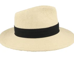 Sol Straw Fedora Natural/Black Straw Hat - Brixton