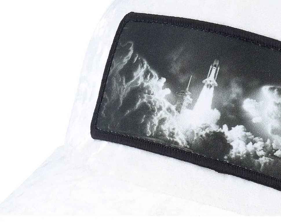 Space Shuttle Launch Velvet White Trucker - Calza Pennello