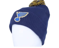 St. Louis Blues NHL Cuff Beanie Navy Blue Pom - Adidas