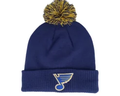 St. Louis Blues NHL Cuff Beanie Navy Blue Pom - Adidas