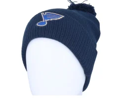 St. Louis Blues NHL Cuffed Beanie Navy Blue Pom - Adidas
