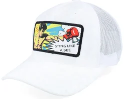Sting Like A Bee Pop Art Velvet White A-Frame Trucker - Calza Pennello