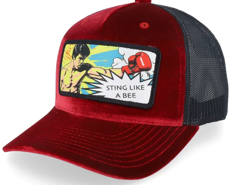 Sting Like A Bee Pop Art Velvet Red/Black A-Frame Trucker - Calza Pennello