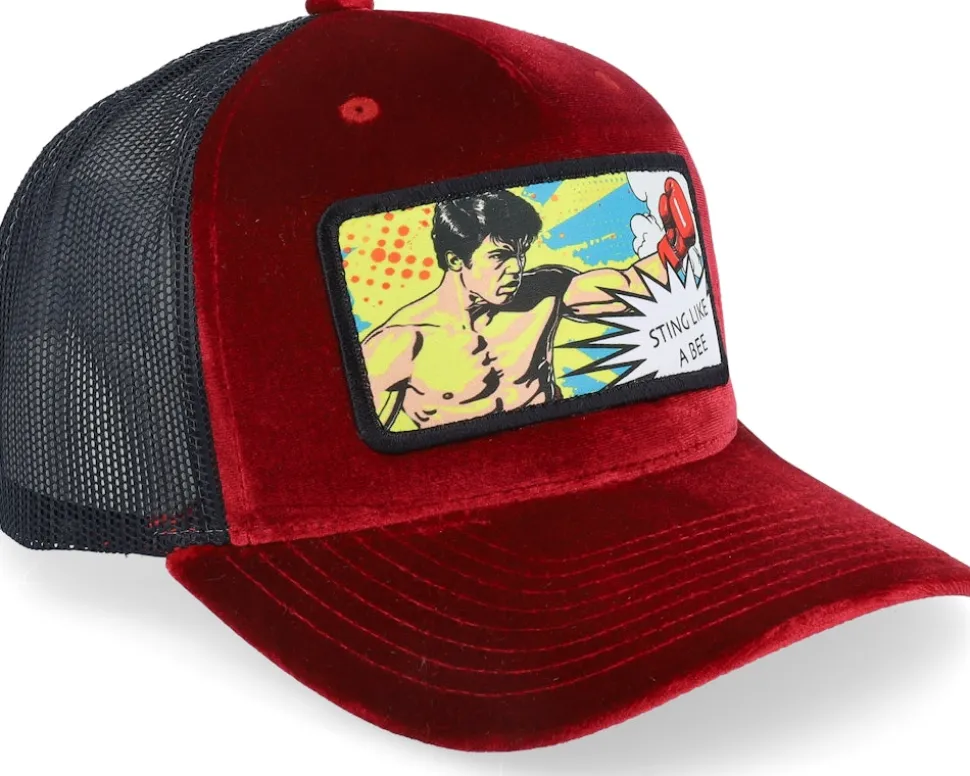 Sting Like A Bee Pop Art Velvet Red/Black A-Frame Trucker - Calza Pennello