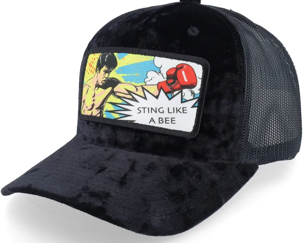 Sting Like A Bee Pop Art Velvet Red/Black A-Frame Trucker - Calza Pennello