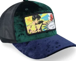 Sting Like A Bee Pop Art Velvet Green/Navy/Black A-Frame Trucker - Calza Pennello