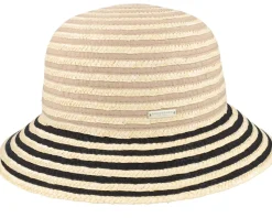 Straw edged clock Linen/Black Straw Hat - Seeberger