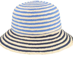 Straw edged clock Linen/Ink Blue Straw Hat - Seeberger
