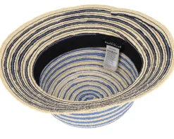 Straw edged clock Linen/Ink Blue Straw Hat - Seeberger