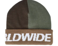 Street Block Beanie Green/Brown Cuff - HUF