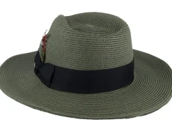 Summer C-crown Straw Hat Olive Fedora - Jaxon & James
