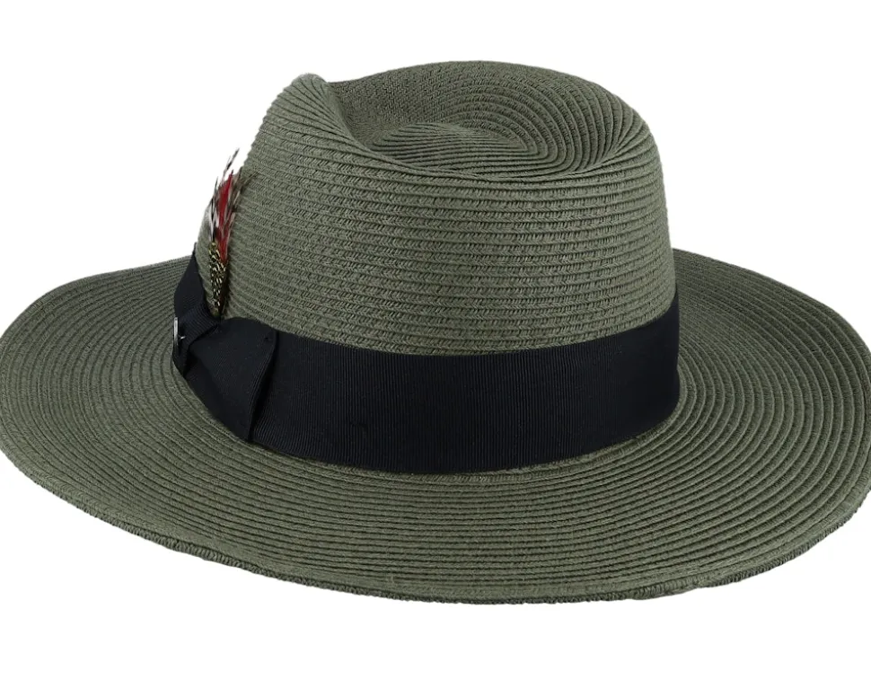 Summer C-crown Straw Hat Olive Fedora - Jaxon & James