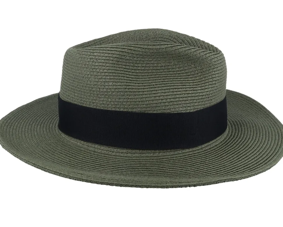 Summer C-crown Straw Hat Olive Fedora - Jaxon & James