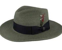 Summer C-crown Straw Hat Olive Fedora - Jaxon & James