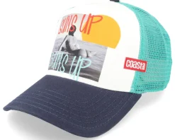 Sun's Up White/Navy/Turquoise Trucker - Coastal
