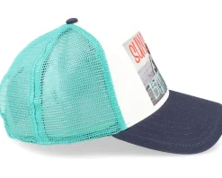 Sun's Up White/Navy/Turquoise Trucker - Coastal