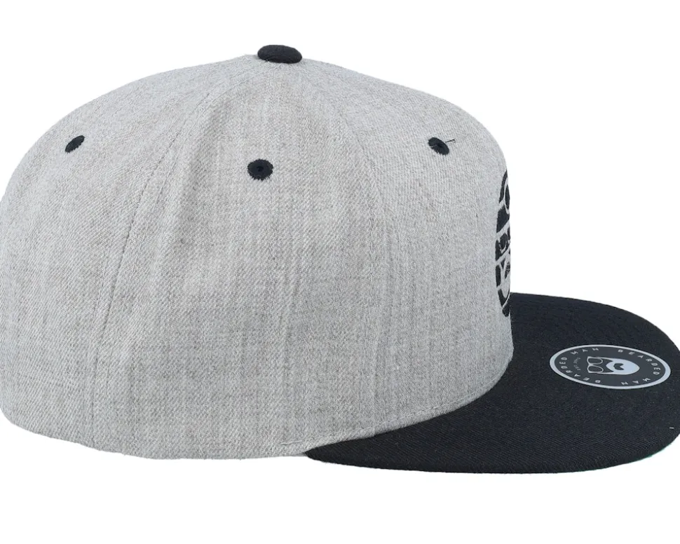 Sunset Heather Grey/Black Snapback - Bearded Man