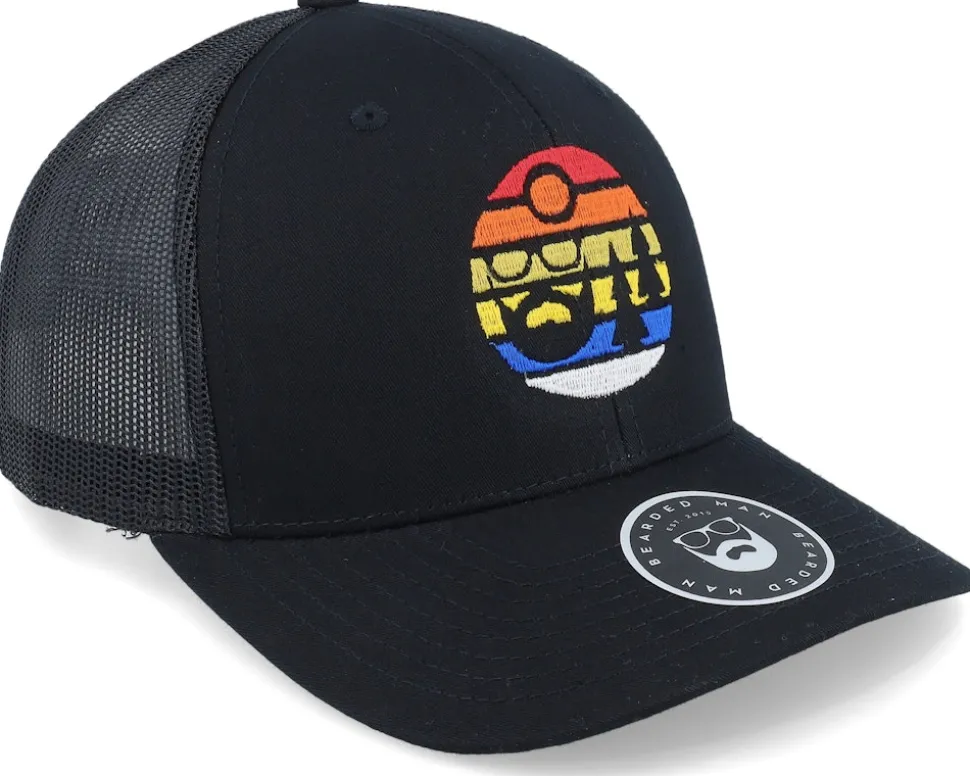 Sunset Logo Black Trucker - Bearded Man