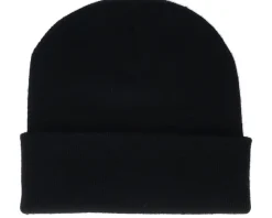 Sunset Logo Patch Black Beanie - Bearded Man