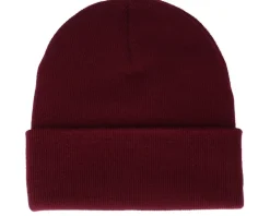 Sunset Logo Patch Burgundy Beanie - Bearded Man