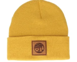 Sunset Logo Patch Mustard Beanie - Bearded Man
