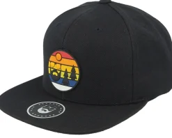 Sunset Logo Rubber Patch Black Snapback - Bearded Man