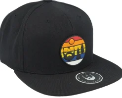 Sunset Logo Rubber Patch Black Snapback - Bearded Man