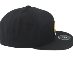 Sunset Logo Rubber Patch Black Snapback - Bearded Man