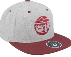 Sunset Maroon Logo Grey/Maroon Snapback - Bearded Man